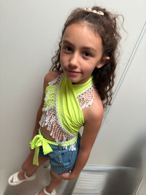 ✨ Ensemble Estival « Trop Stylé » – Orange Fluo & Corail fluo.