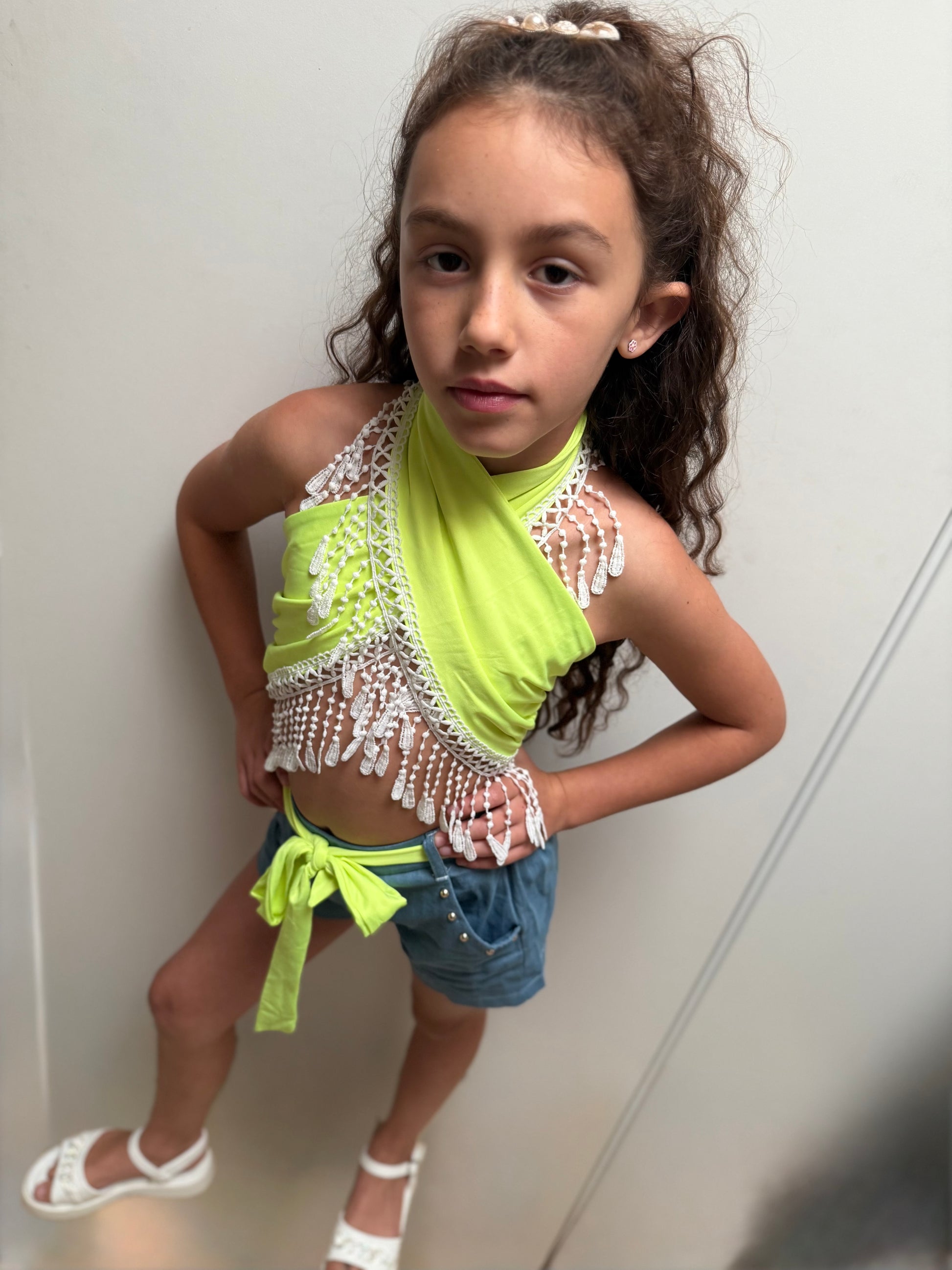 ✨ Ensemble Estival « Trop Stylé » – Orange Fluo & Corail fluo.