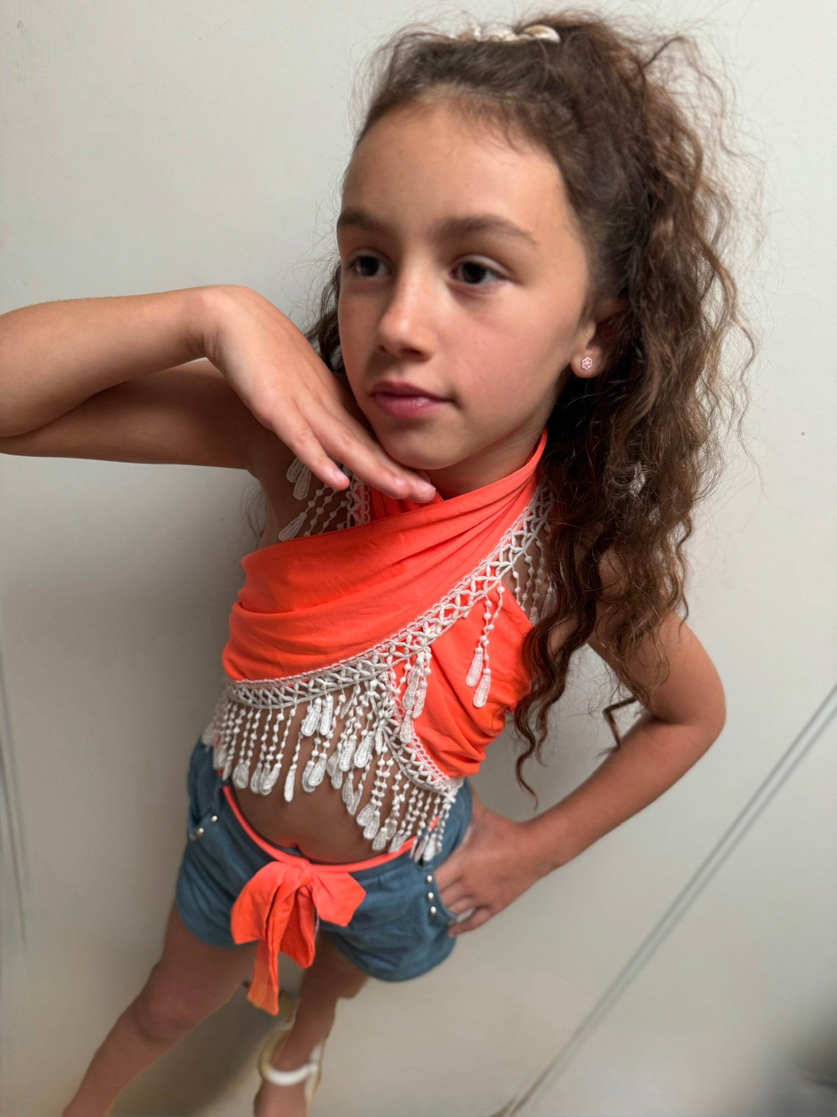 ✨ Ensemble Estival « Trop Stylé » – Orange Fluo & Corail fluo.