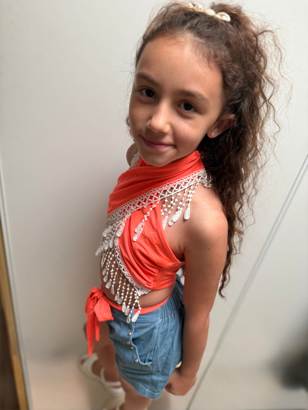 ✨ Ensemble Estival « Trop Stylé » – Orange Fluo & Corail fluo.